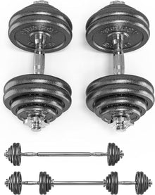 Verstellbares Gusseisen Hantelset 30kg - 2 in 1 Kurz- & Langhanteln