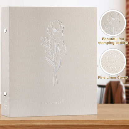 Fotoalbum Scrapbook Leinen Groß Selbstklebend 40 Seiten Beige