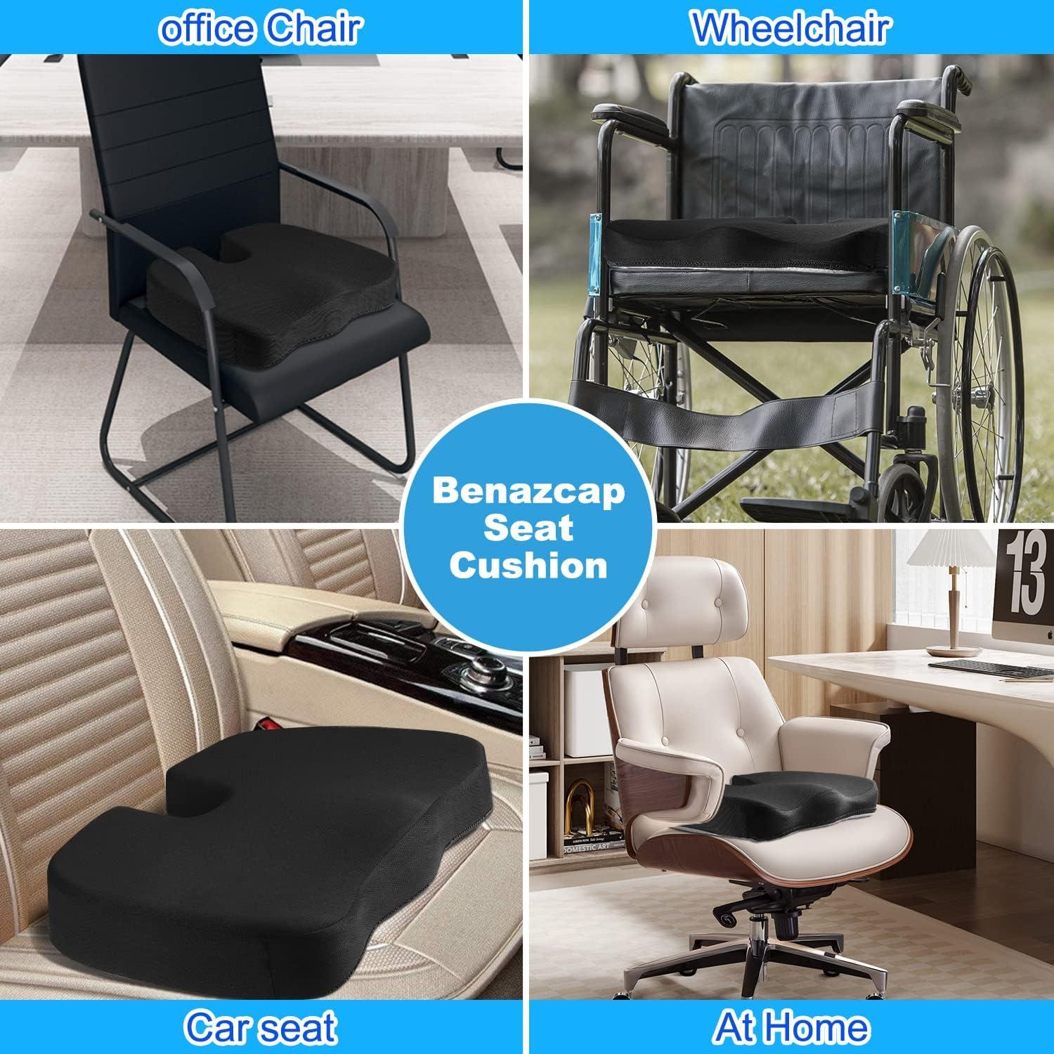 Orthopädisches Memory Sitzkissen Schwarz Large für Steißbein Entlastung