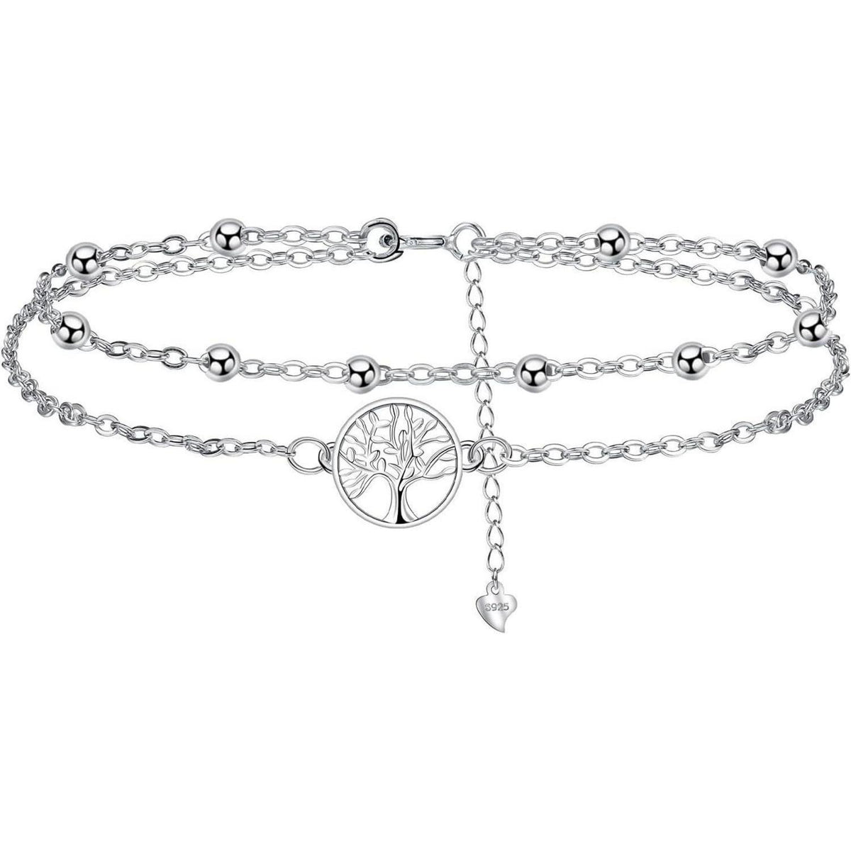 Fußkettchen Silber 925 Lebensbaum verstellbar für Damen