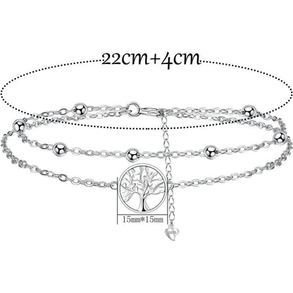 Fußkettchen Silber 925 Lebensbaum verstellbar für Damen