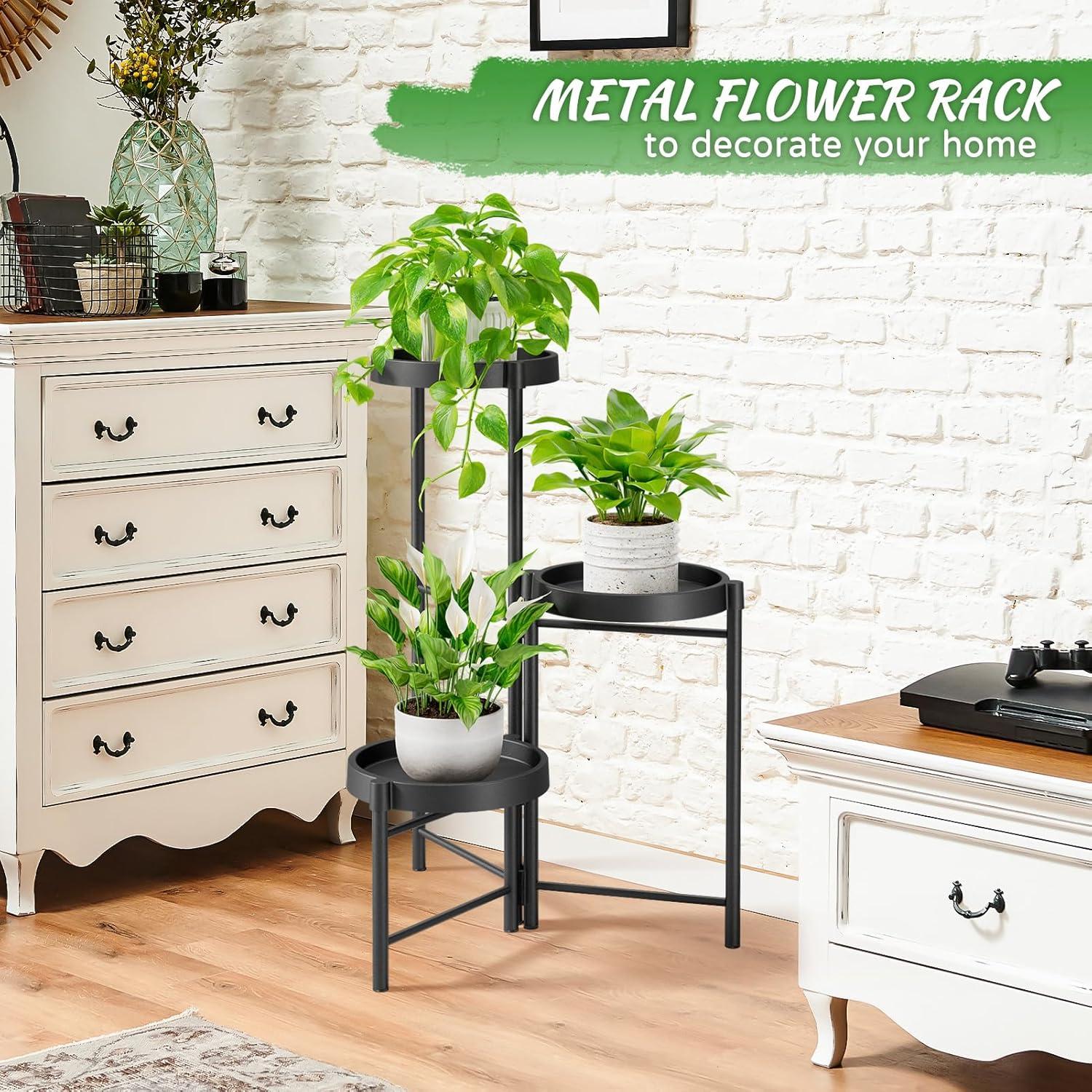 Pflanzenständer Metall 3 Ebenen Blumenregal Wohnraum Garten