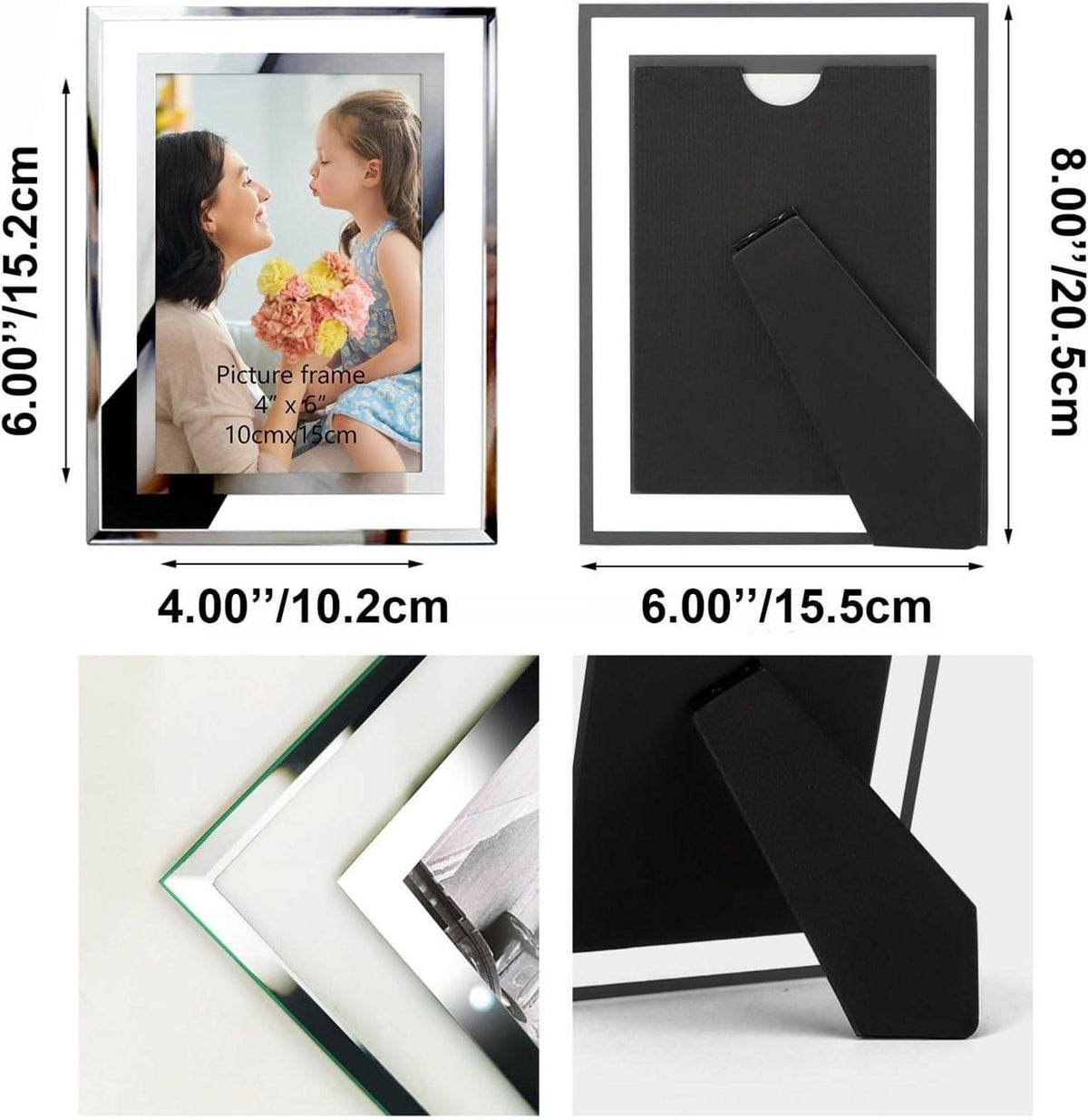 4er-Set Bilderrahmen 10x15cm Silber Glasfotorahmen für Fotos