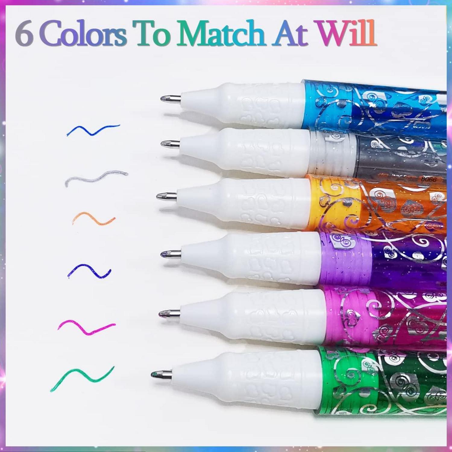 Glitzer Tattoo Stifte Set Kinder 6 Farben Schablonen Einhorn Glamour Mädchen 5 Jahre