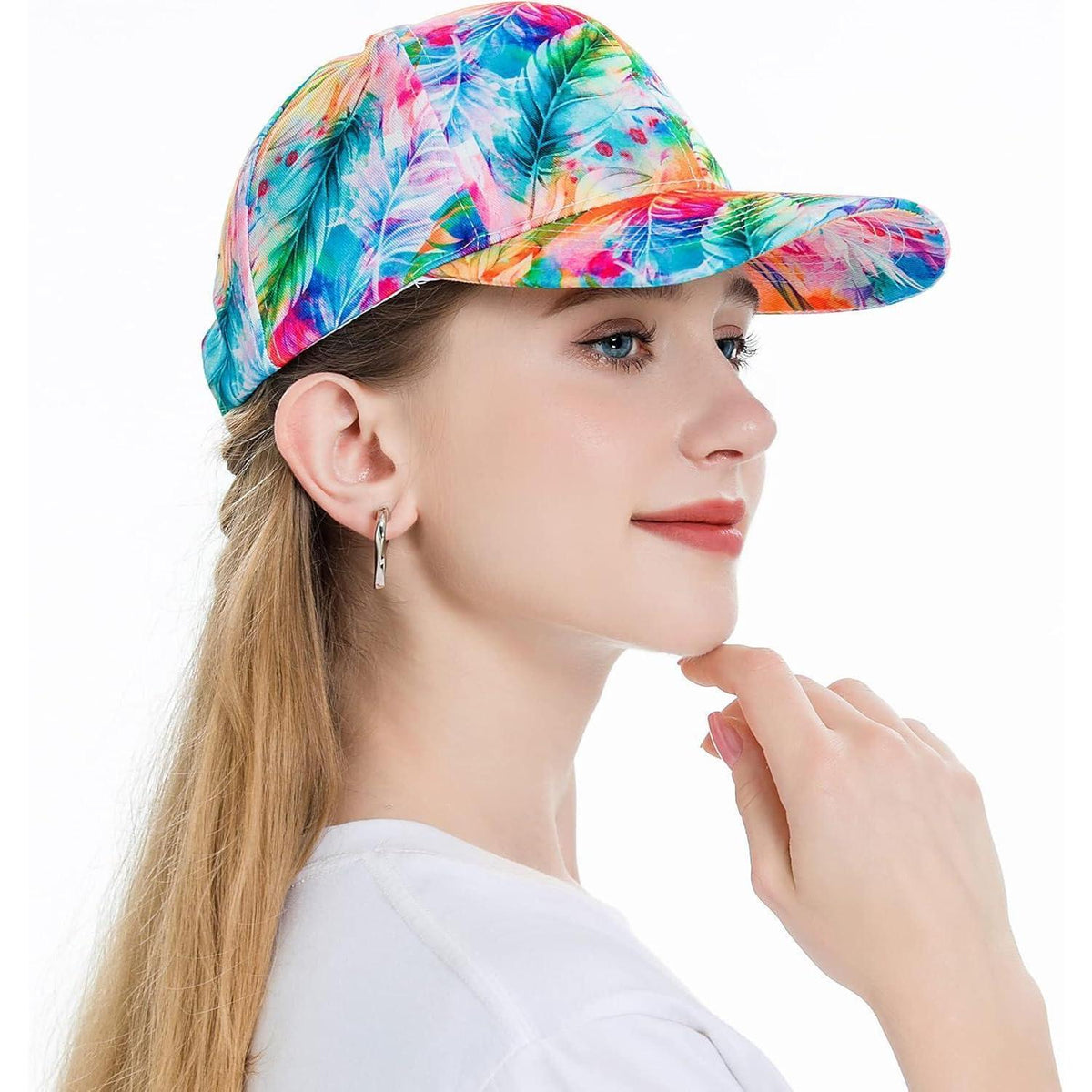 Damen Baseball Cap Blumen Sommerhut Atmungsaktiv