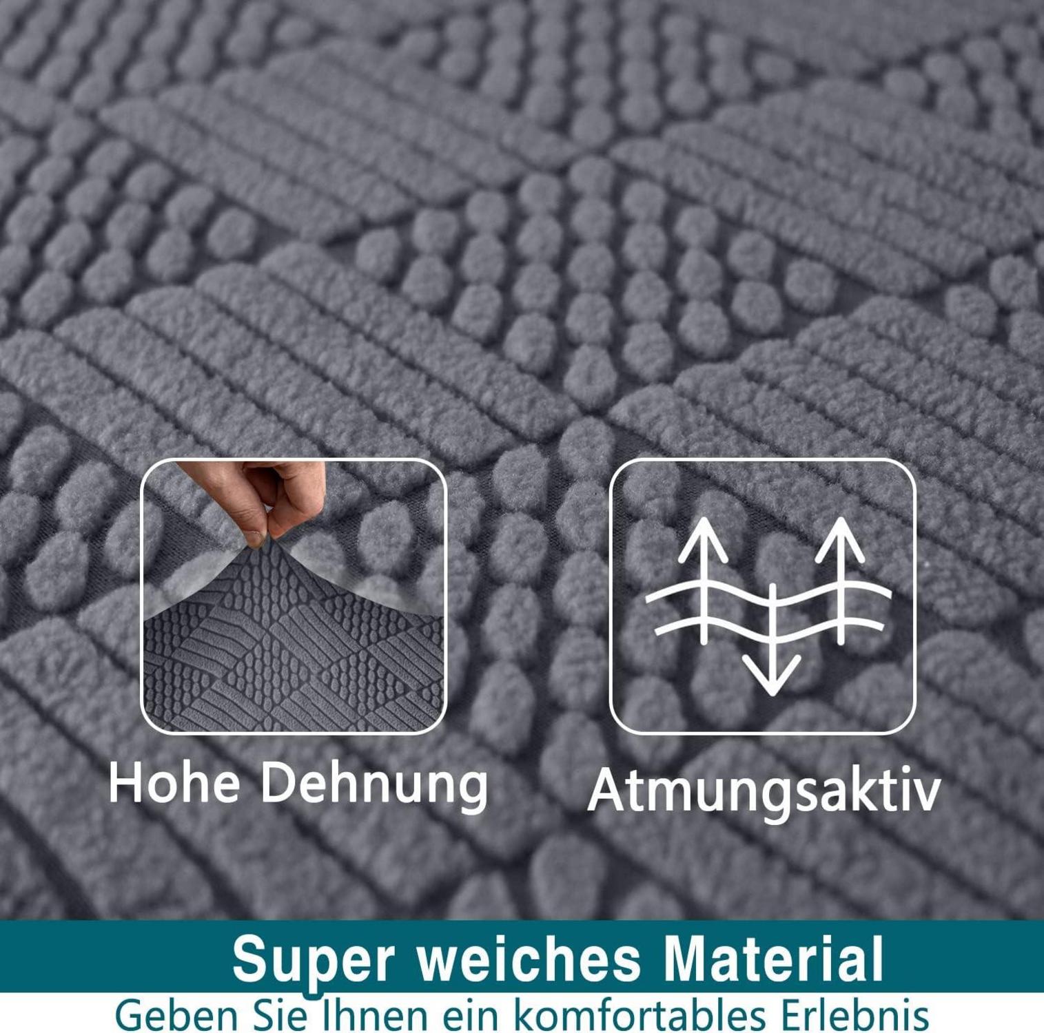Stilvolle Rhombus Dicke Sofabezug Elastisch 3 Sitzer Grau
