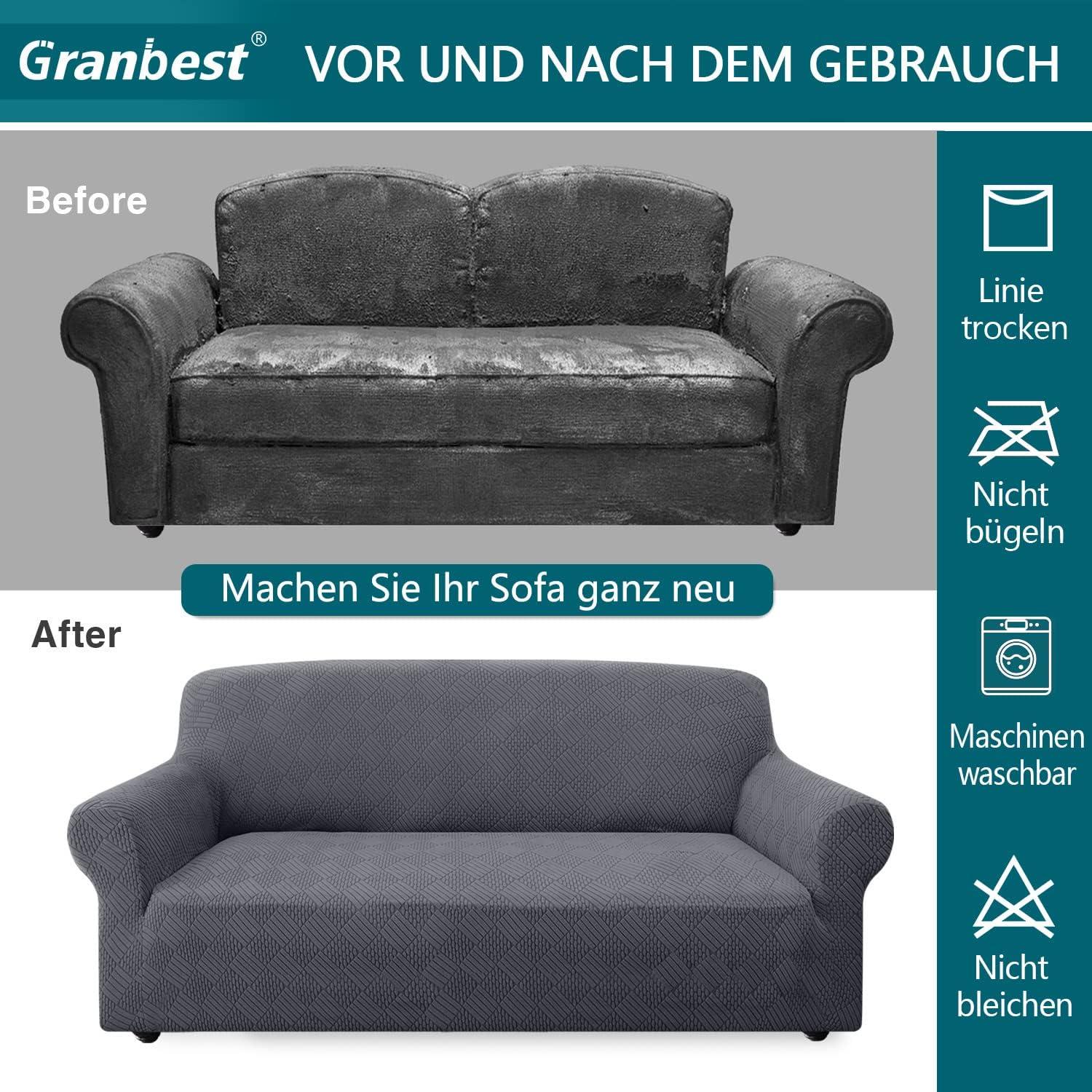 Granbest Rhombus Sofabezug 3-Sitzer, Elastisch, Rutschfest, Grau