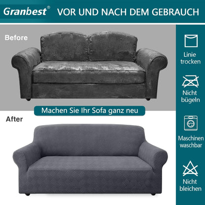 Granbest Rhombus Sofabezug 3-Sitzer, Elastisch, Rutschfest, Grau