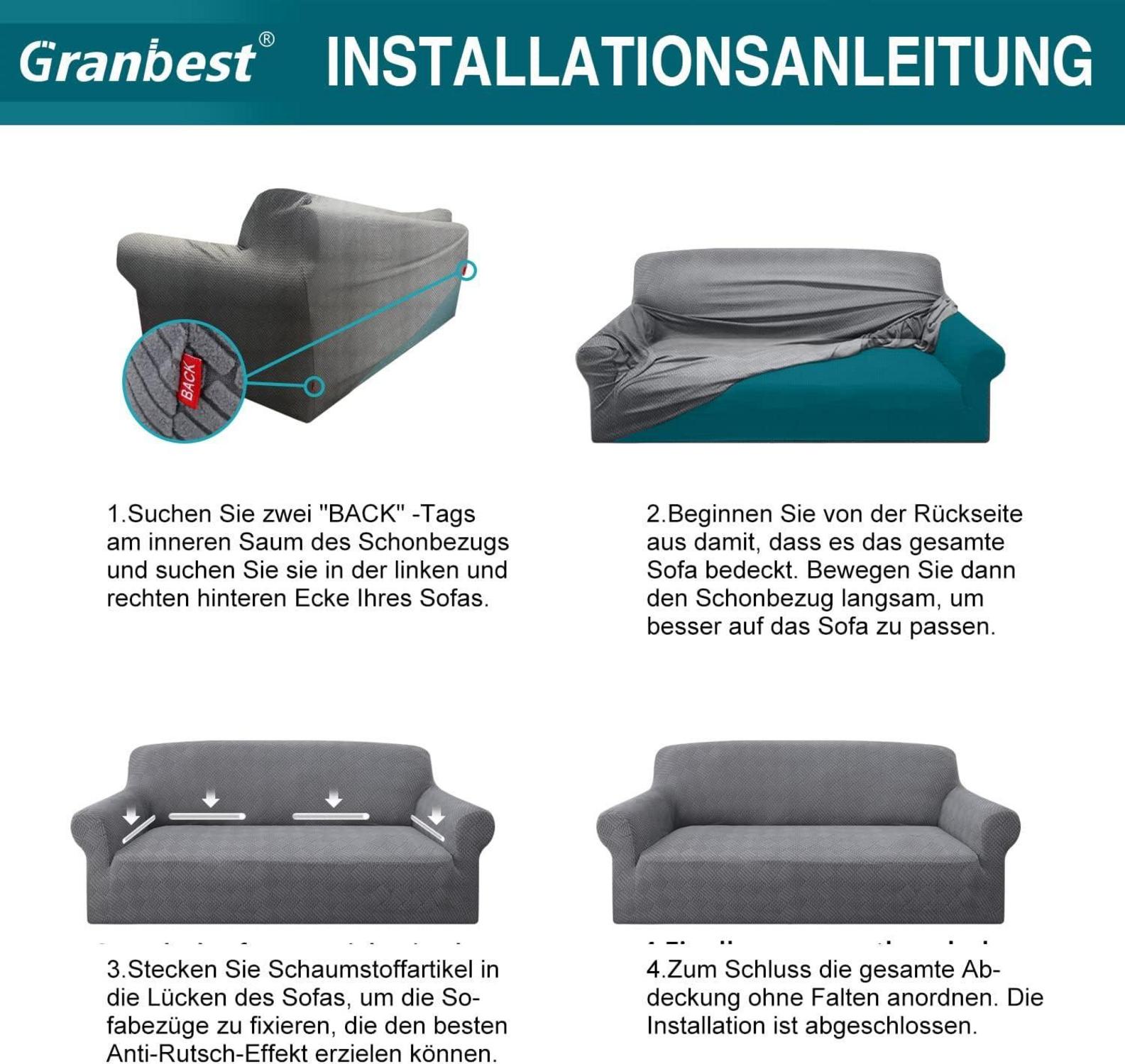 Sofabezug Rhombus Dicke 3 Sitzer Grau Elastisch Rutschfest Sofa Schutz