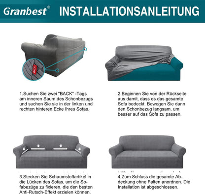 Sofabezug Rhombus Dicke 3 Sitzer Grau Elastisch Rutschfest Sofa Schutz