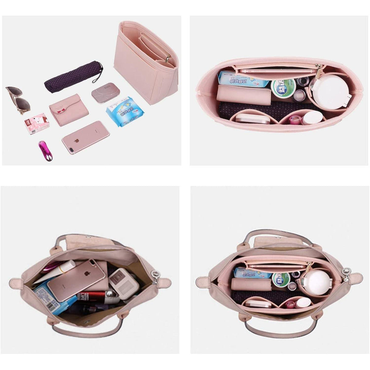 Filz Organizer für Longchamp Le Pliage Tasche – Rose, Größe M