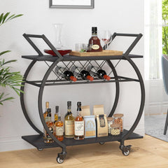 Servierwagen mit Weinregal und Rollen für Küche und Bar
