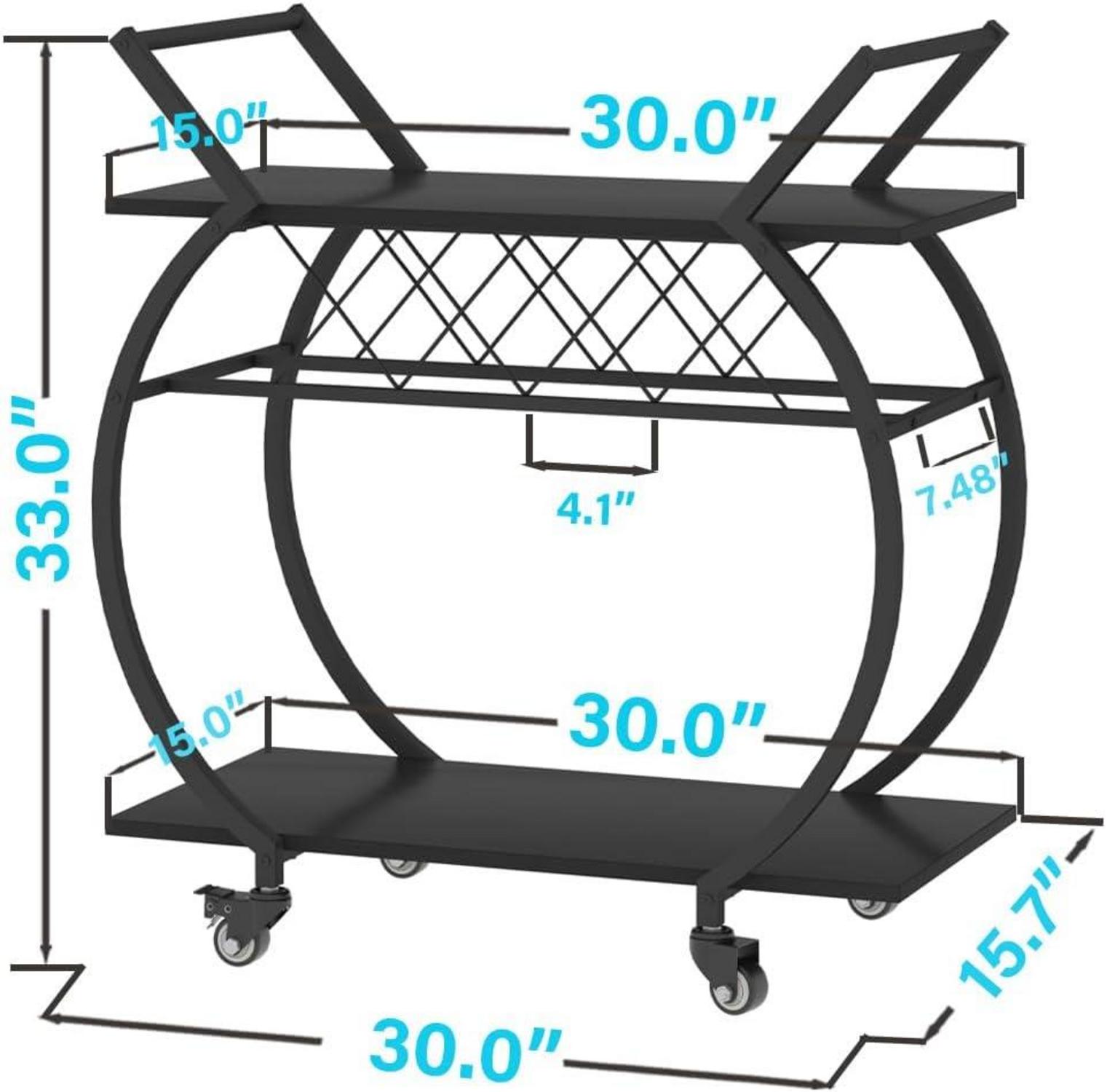 Servierwagen Barwagen Weinregal Küchenwagen Getränkewagen 76x40 Schwarz