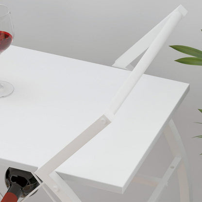 Servierwagen mit Rollen und Weinregal aus Holz Weiß 76x40.5x84 cm