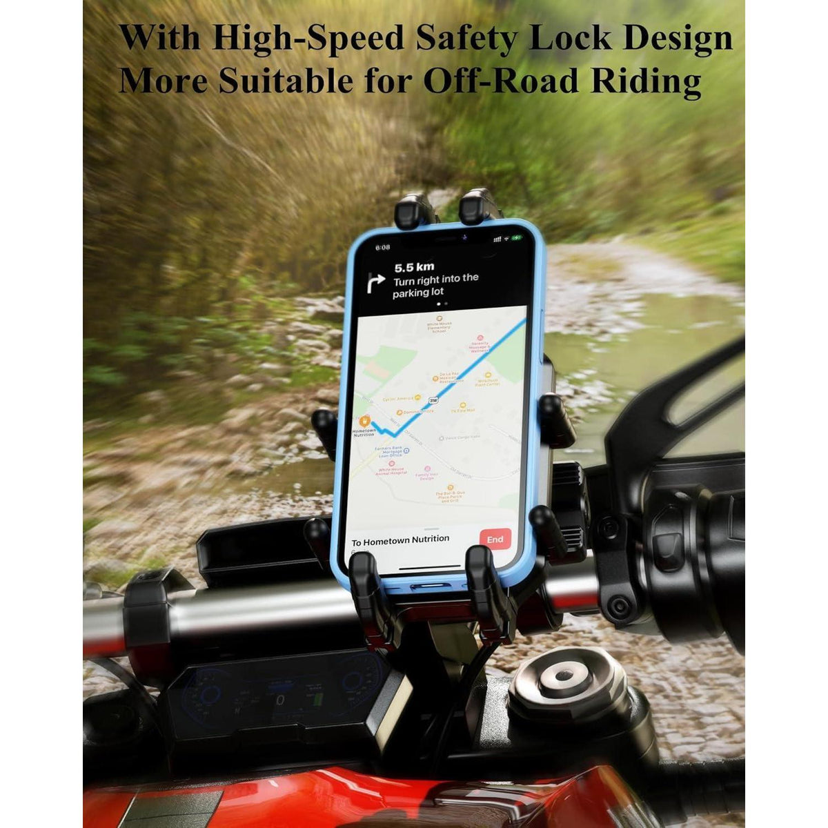 Motorrad Handyhalterung mit Vibrationsdämpfer & Diebstahlschutz