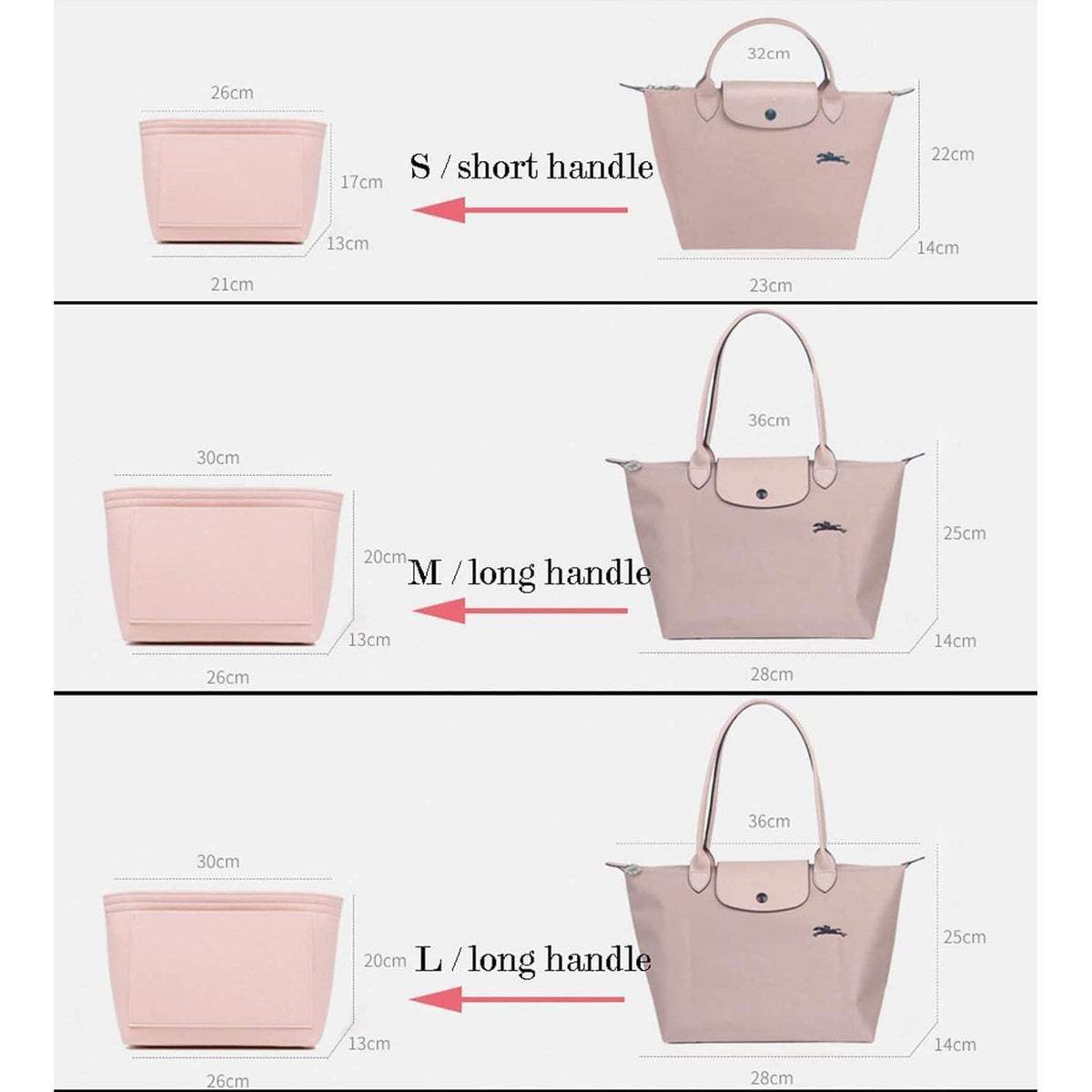 Handtaschen-Organizer Filz M Beige für Langlebigkeit und Ordnung