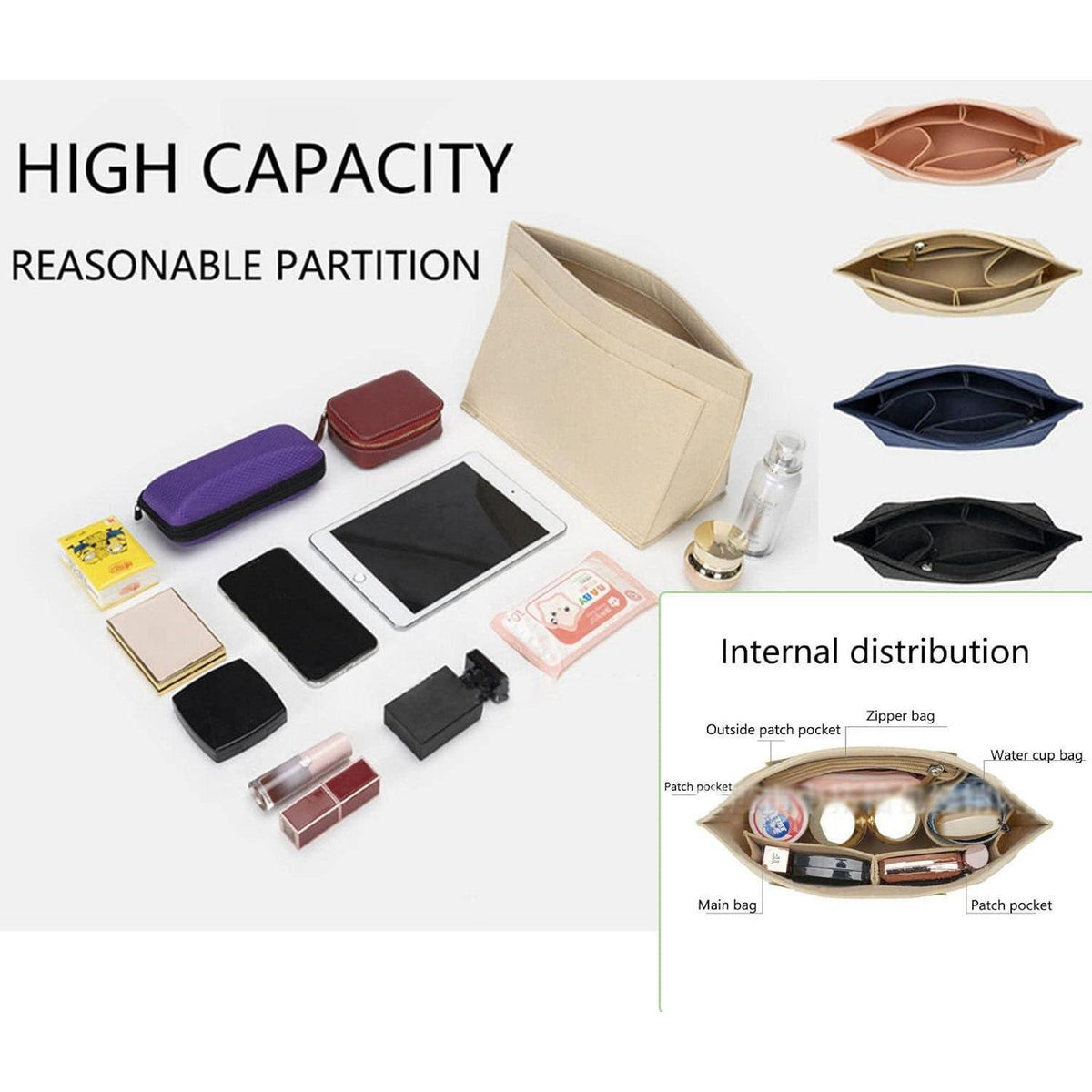 Handtaschen-Organizer Filz M Beige für Langlebigkeit und Ordnung