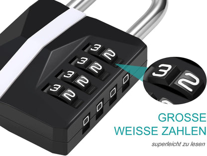 Zahlenschloss Vorhängeschloss Große Weiße Zahlen Fitness Spind