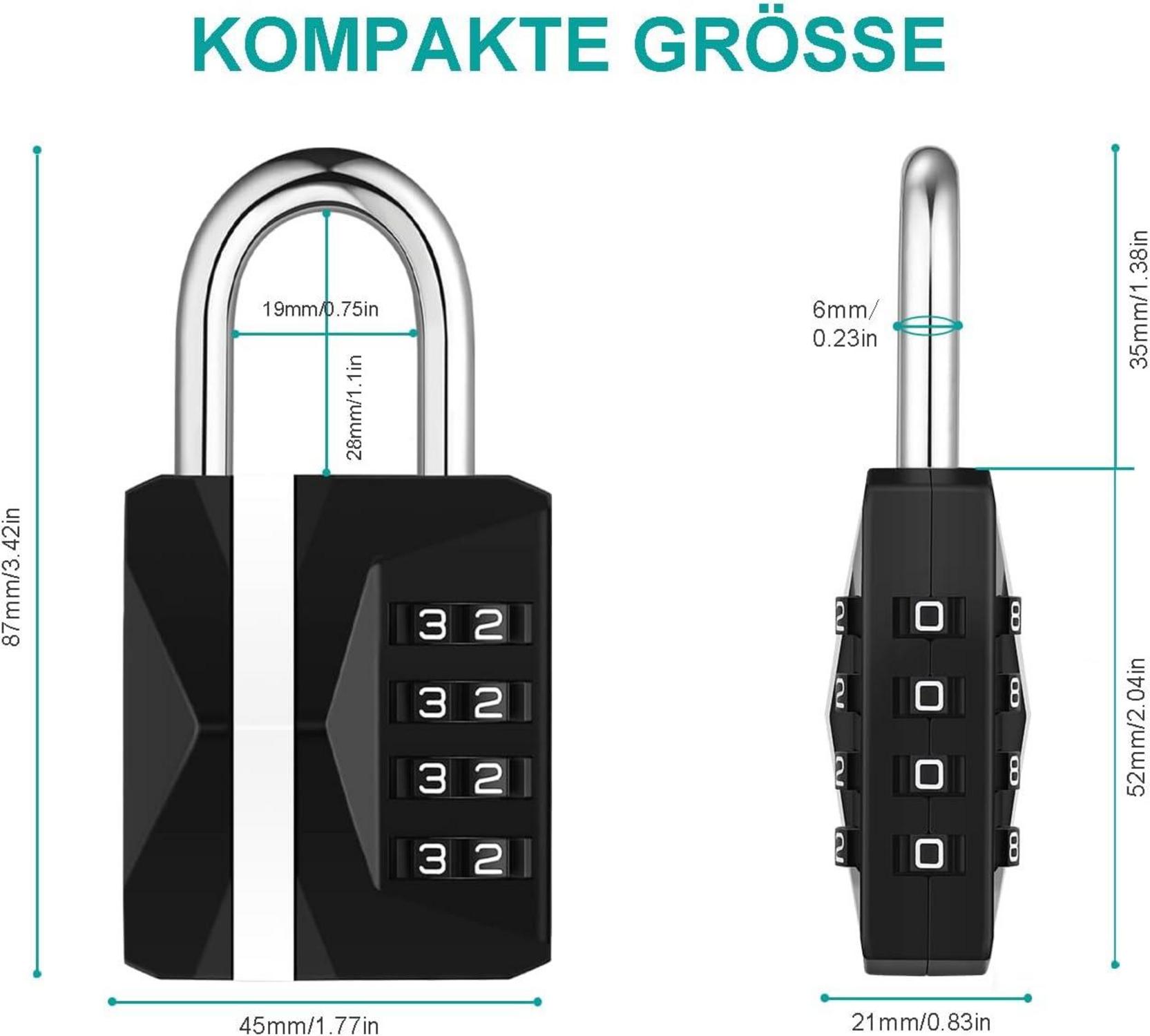ZHEGE Zahlenschloss Vorhängeschloss Große Weiße Zahlen Schloss Fitness Spind