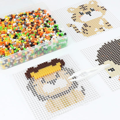 Bügelperlen Tiere Set mit Steckplatte 15 Muster und Zubehör