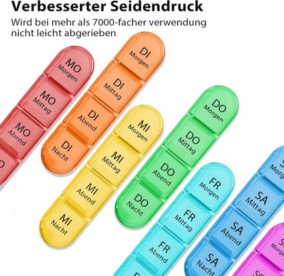 Tablettenbox 7 Tage BPA Frei Pillendose 4 Fächer Olivgrün