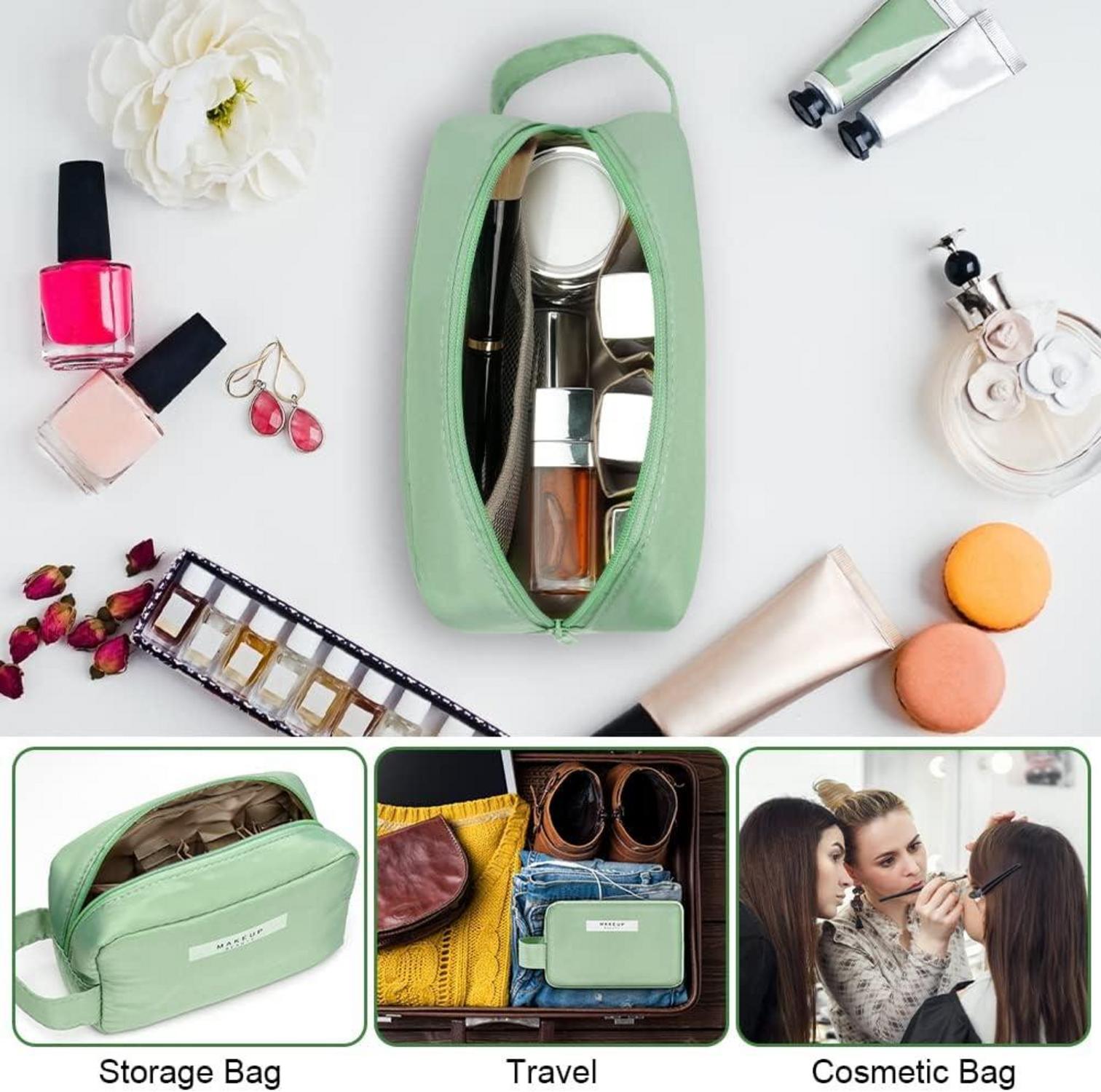 Große wasserdichte Kosmetiktasche in Grün, Reise Make-up Organizer für Frauen und Mädchen