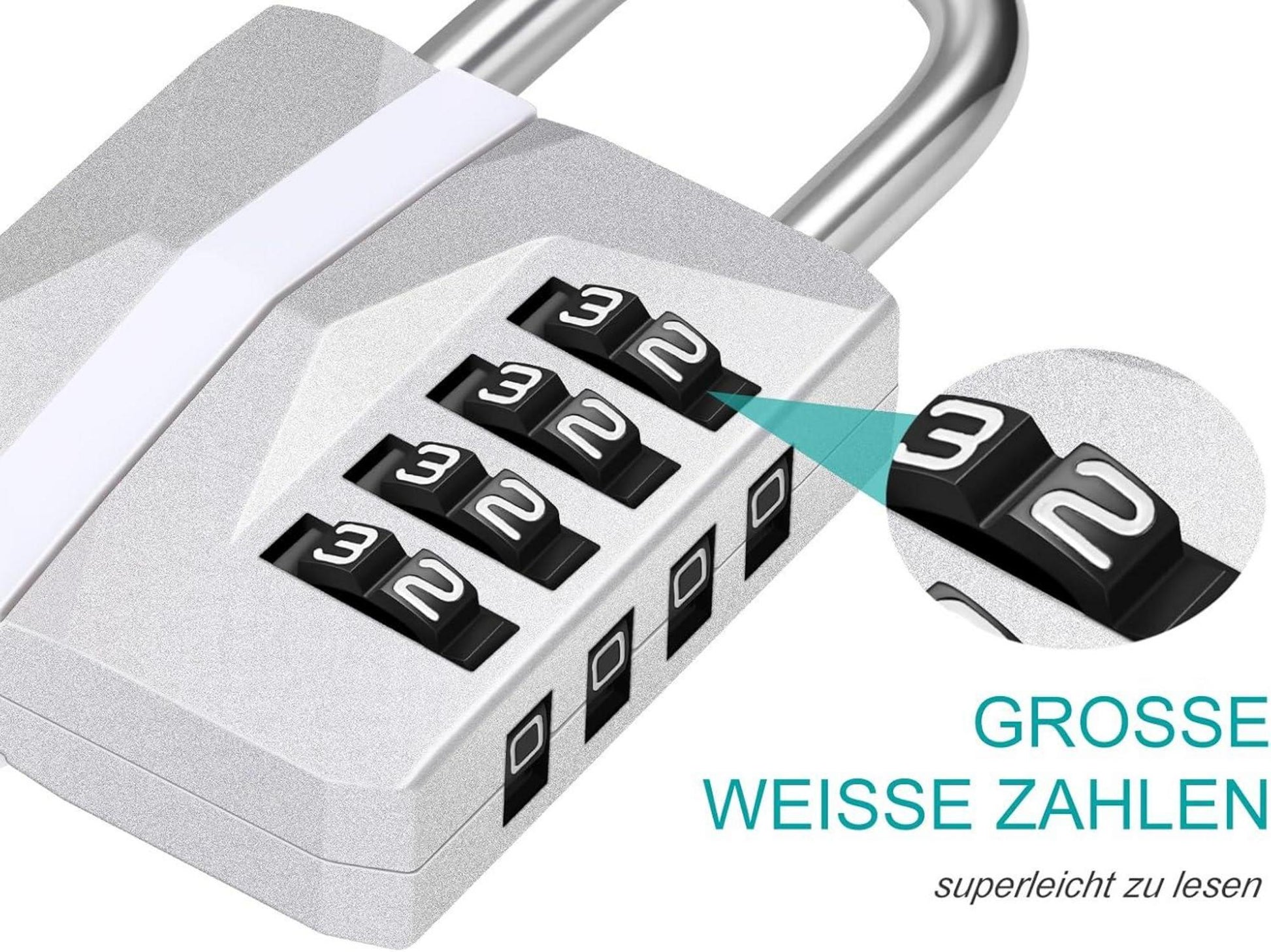Zahlenschloss 4 Stellig Wetterfest für Fitnessstudio Schrank Spind