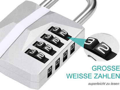 Zahlenschloss 4 Stellig Wetterfest für Fitnessstudio Schrank Spind