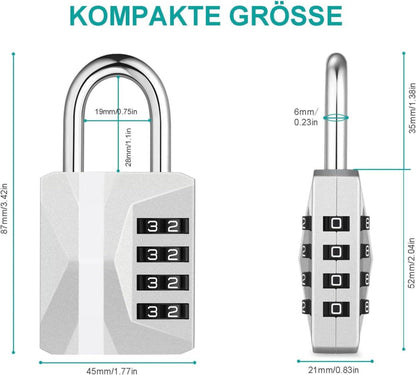ZHEGE Zahlenschloss 4 Stellig Wetterfest Fitnessstudio Spind Silber