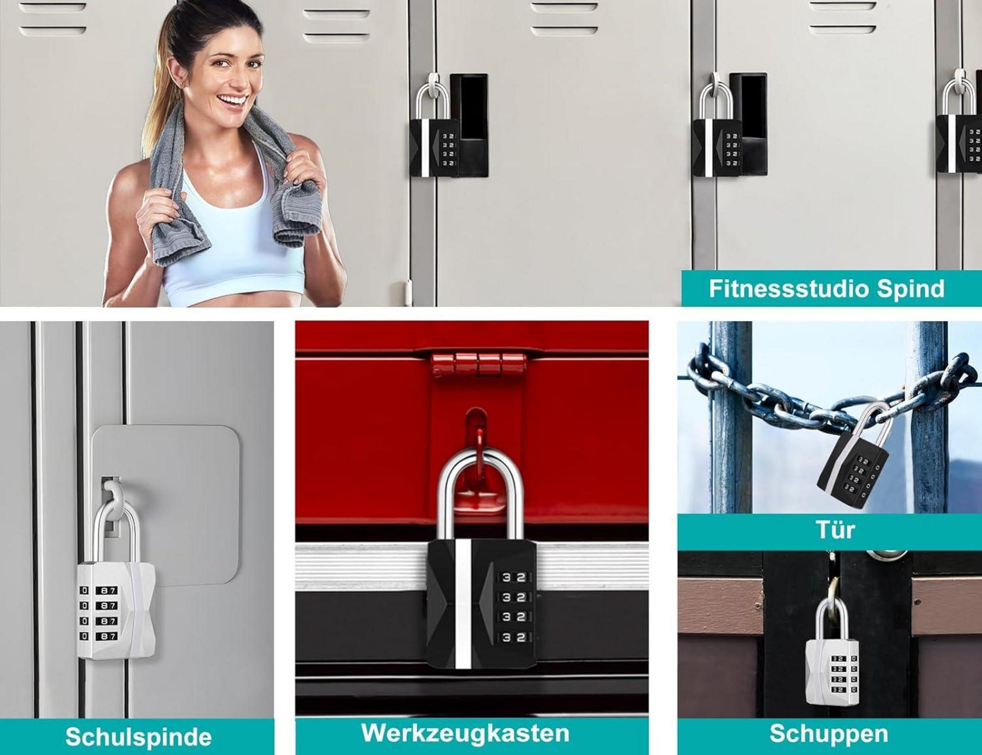 Zahlen Vorhängeschloss 4 Stellig Fitnessstudio Spind Schulspind Zäunen