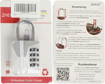 ZHEGE Zahlenschloss 4 Stellig für Spind, Schrank, Wetterfest Außenbereich