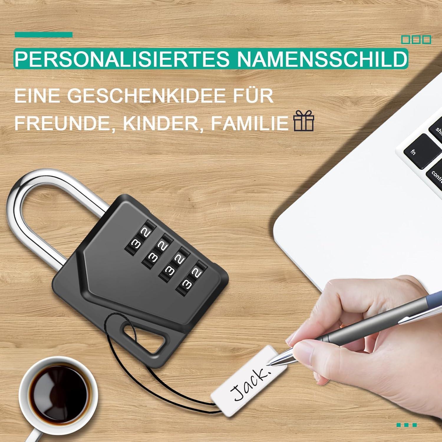 ZHEGE Zahlenschloss 4-stellig Spindschloss mit Namensschild