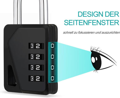ZHEGE Vorhängeschloss Zahlencode 4 Stellig Schwarz 2 Stück