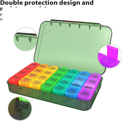 Tablettenbox 7 Tage Pillendose 4 Fächer BPA-frei Olivgrün