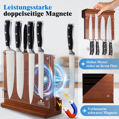 Messerblock Magnetisch Akazienholz Acrylschilde Starken