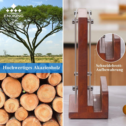 ENOKING Magnetischer Messerblock aus Akazienholz mit Acrylschild für 12 Messer