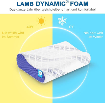LAMB Orthopädisches Memory Foam Seitenschläferkissen Nackenstützkissen Blau