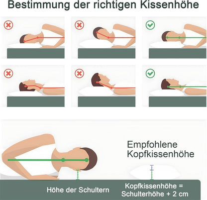 Orthopädisches Memory Foam Nackenstützkissen mit Höhenverstellung und Ventilation, Seitenschläferkissen Blau 60x36x12cm