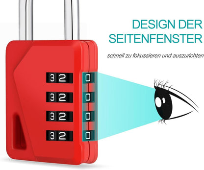 ZHEGE Zahlenschloss Vorhangeschloss, 4 Stelliges Zahlenschloss für Fitnessstudio Spind, Schule Schließfach, wetterfest