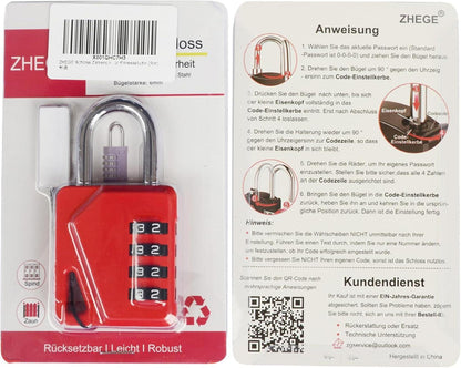 ZHEGE Zahlenschloss Vorhangeschloss, 4 Stelliges Zahlenschloss für Fitnessstudio Spind, Schule Schließfach, wetterfest