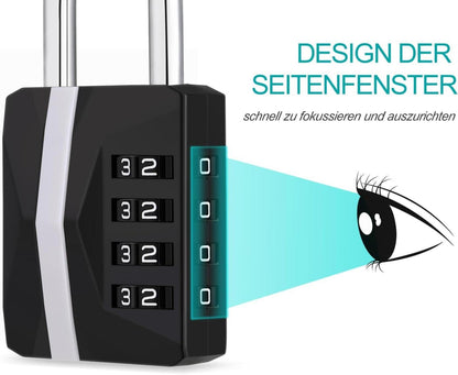 Zahlenschloss Spind Vorhängeschloss Wetterfest 4 Stellige Zahlen Schwarz (2