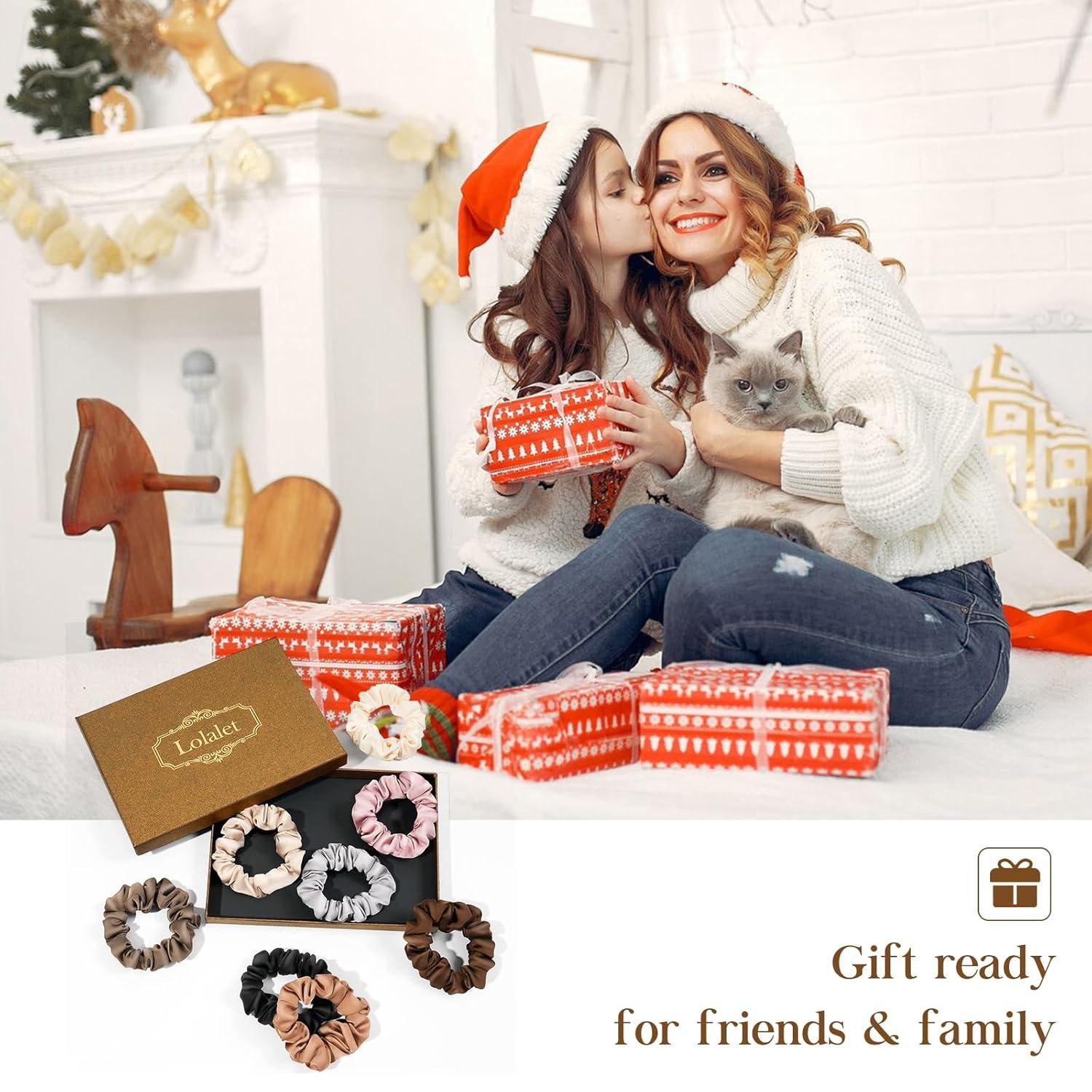 8er Pack Seide Scrunchies für Damen in 8 Farben - Satin Haargummis
