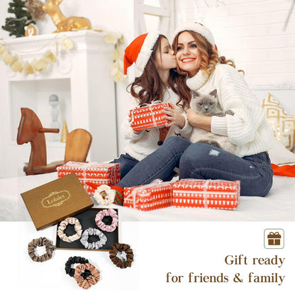 8er Pack Seide Scrunchies für Damen in 8 Farben - Satin Haargummis