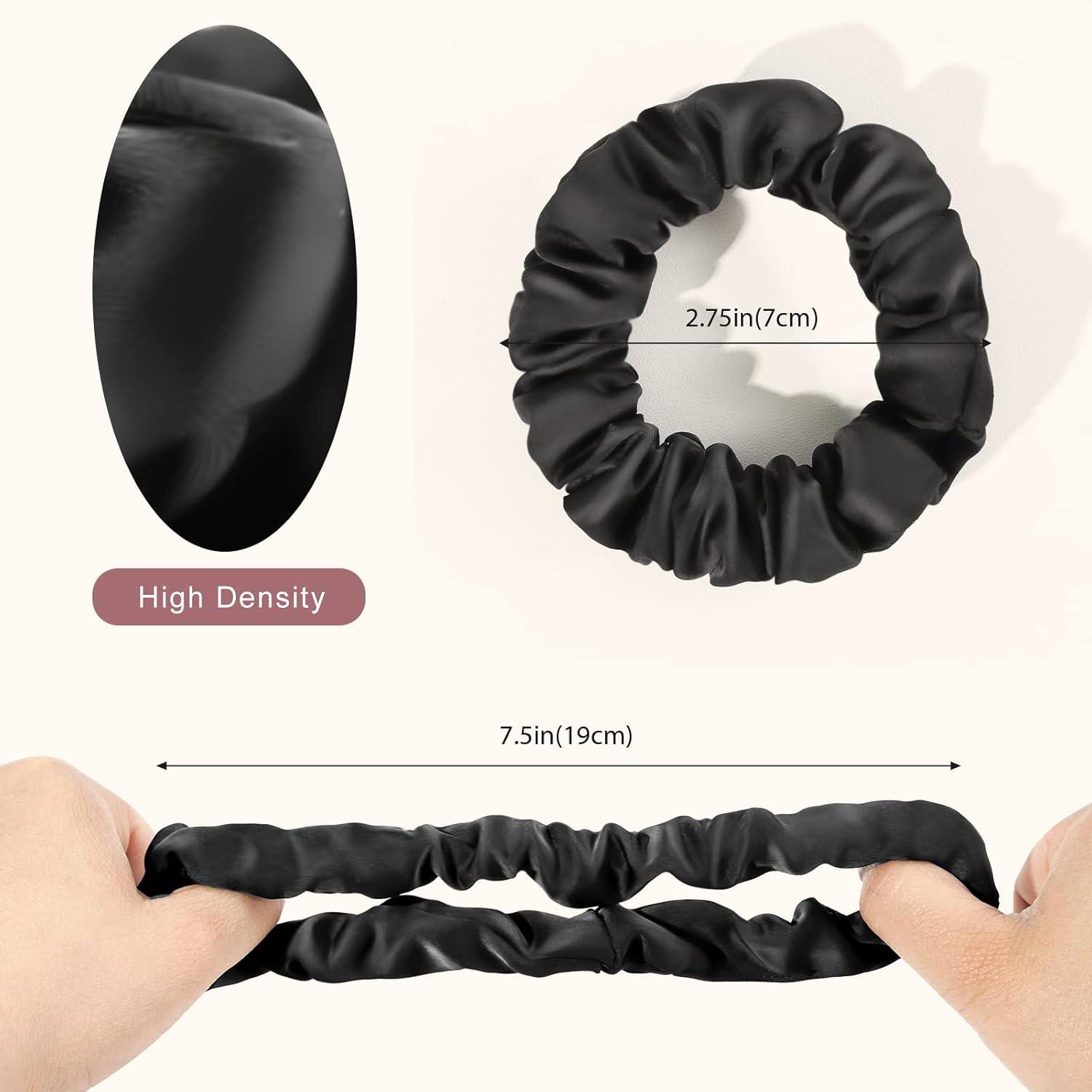 Seiden Scrunchies Haargummis für Damen - 8er Pack Schwarz