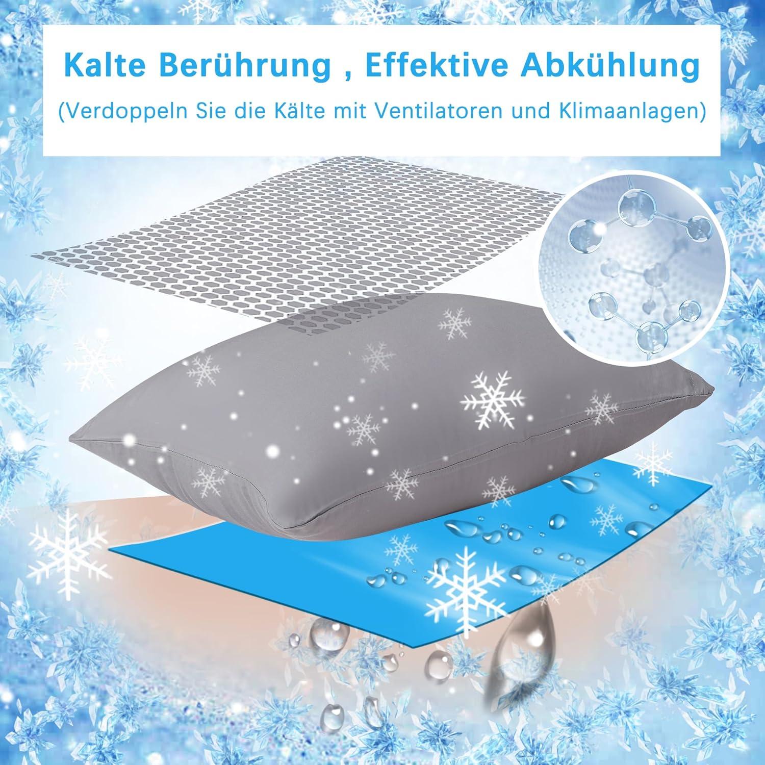 Kühlender Kissenbezug 40x40 cm 2er Set Dunkelgrau Lyocell mit Reißverschluss