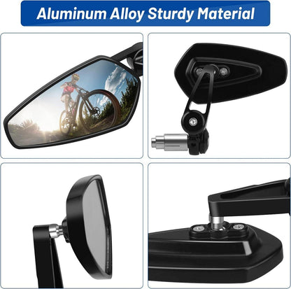 2er Set Fahrradspiegel HD 360° Drehbar für Lenker 17-19mm - Mountainbike