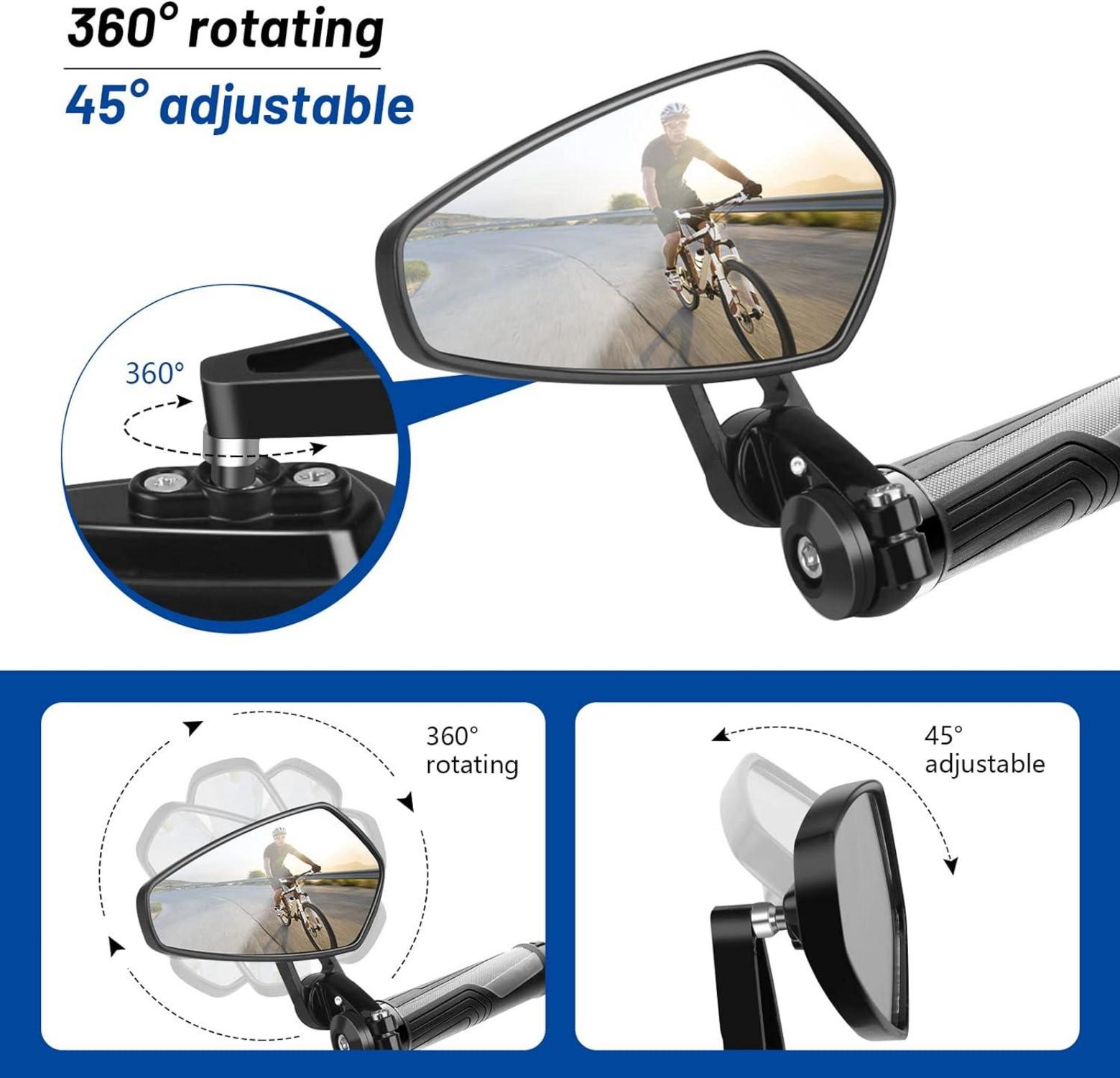2 Stück Fahrradspiegel HD 360° Drehbar für Lenker