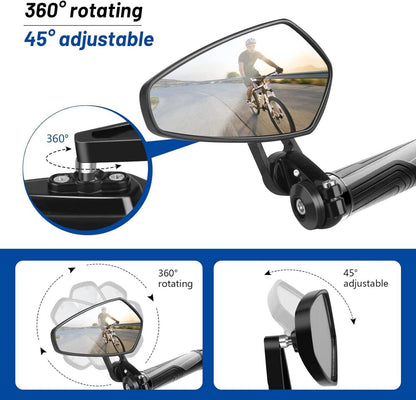 2 Stück Fahrradspiegel HD 360° Drehbar für Lenker