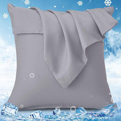 Kühlende Lyocell Kissenbezüge Dunkelgrau 80x80cm 2er Set