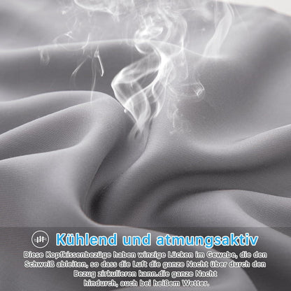 Kühlender Kissenbezug 80x80 cm 2er Set Dunkelgrau Lyocell